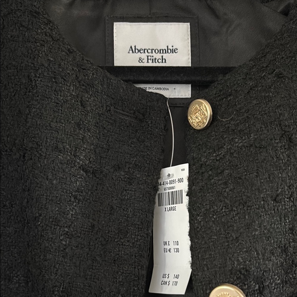Abercrombie & Fitch Black and Gold Blazer Jacket - Picture 2 of 5